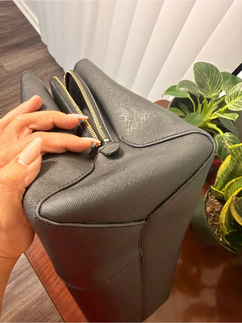 DKNY Black Tote with Gold Chain-Strap